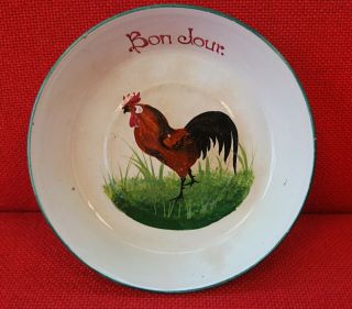 Rare Antique Wemyss Ware Scotland Hand Painted Cockerel Bon Jour Dish C.  1900 