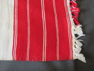 ANTIQUE TOWEL CLOTH LINEN TABLE RUNNER FABRIC STRIPED VINTAGE White&red 3