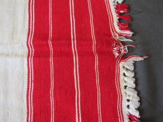 ANTIQUE TOWEL CLOTH LINEN TABLE RUNNER FABRIC STRIPED VINTAGE White&red 4