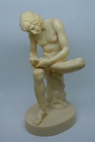 Vintage Spinario Fedelino Boy With Thorn Statue Figurine A.  Santini Italy 6.  5 "