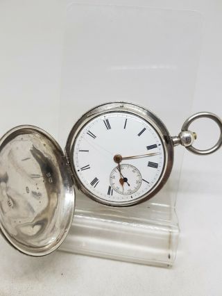 Antique Solid Silver Fusee Full Hunter J.  Down Pocket Watch 1870 Ref586