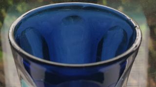 Antique Vtg 19th C 1840 ' s Cobalt Blue Paneled Shot Glass Small Tumbler 2