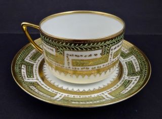 Antique Noritake Nippon Tea Cup & Saucer,  Hand Painted,  Gilded 2