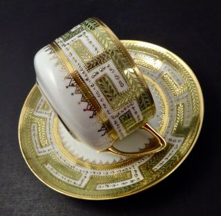 Antique Noritake Nippon Tea Cup & Saucer,  Hand Painted,  Gilded 3