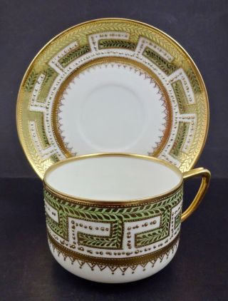 Antique Noritake Nippon Tea Cup & Saucer,  Hand Painted,  Gilded 4