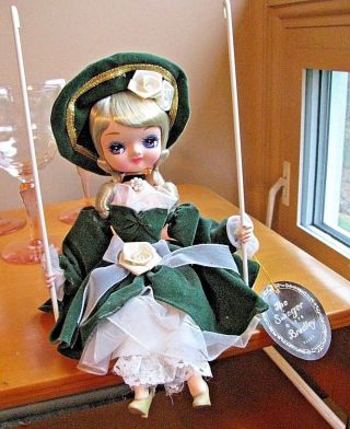 Vintage Bradley Big Eyed Doll " The Swinger " Swinging Shelf Sitter Show Girl