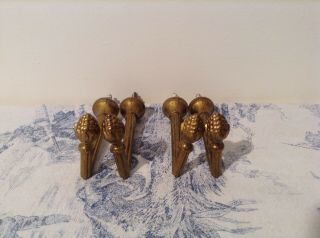 Vintage French Bronze Curtain Tie Backs - Acorn / Pineapple Finials (3809/10)