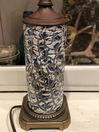 Antique Art Nouveau Durand Moorish Crackle Iridescent Glass Lamp Light
