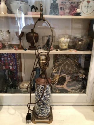 Antique Art Nouveau Durand Moorish Crackle Iridescent Glass Lamp Light 2