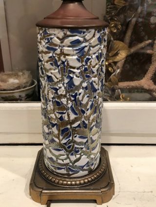 Antique Art Nouveau Durand Moorish Crackle Iridescent Glass Lamp Light 3