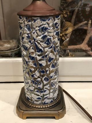 Antique Art Nouveau Durand Moorish Crackle Iridescent Glass Lamp Light 5