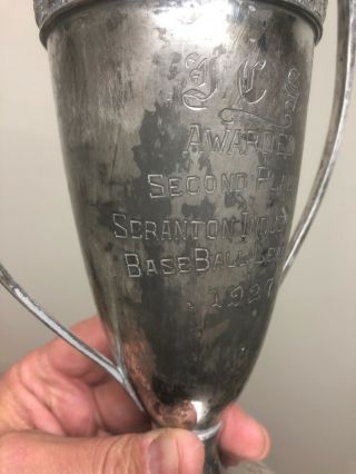 Antique vintage Baseball trophy wood base SCRANTON Pa Industrial League 1927 RR 8