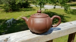 Chinese Old Yixing Zisha Clay Melon Shape Teapot With Rattling Balls In Lid