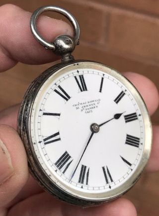 A Gents Early Antique Solid Silver “c.  Mac’dowall” Fusee Pocket Watch,  1871.