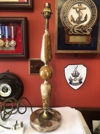 Wonderful Large Vintage Onyx Table Lamp Base 18.  5”