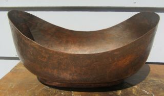 Massive Antique Arts And Crafts Hand Hammered Copper Bowl Pounds Studio