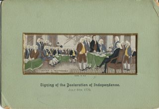 Stevengraph T.  Stevens Silk Woven Picture Signing Of Declaration Of Independence