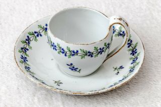 Furstenberg Floral Biedermeier Porcelain Cup And Saucer - Antique - 19th C