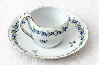 Furstenberg Floral Biedermeier Porcelain Cup and Saucer - Antique - 19th C 2