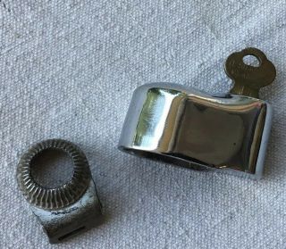 Antique,  Unique Model A Ford Spare Tire Lock,  Re - Chromed,  W/ Key