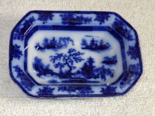 Antique Wedgwood Flow Blue Ironstone Chapoo Small Vegetable Serving Bowl