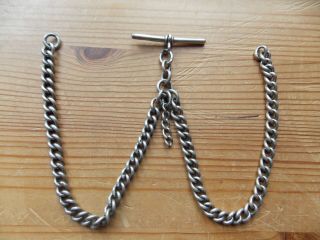Antique Silver Double Albert Watch Chain By W.  W.  C Willliam Walter Cashmore (a/f)