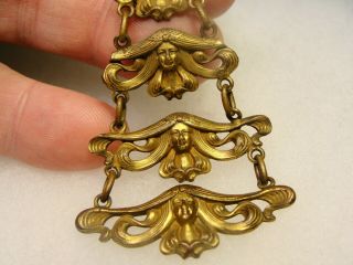 Intresting Antique Brass Watch Fob With Angels
