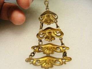 INTRESTING ANTIQUE BRASS WATCH FOB with ANGELS 4