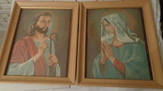 Vintage Paint By Number Jesus And Mary Framed 1960s - 70s 11x14 " Nicely Done