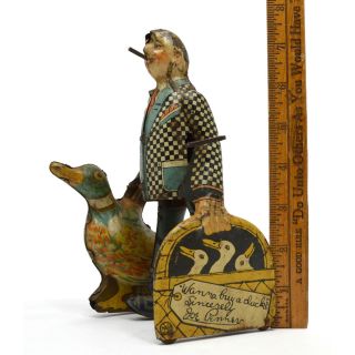 Antique Marx Tin Toy Mechanical " Joe Penner & His Duck " C.  1930 " Goo - Goo " Walker