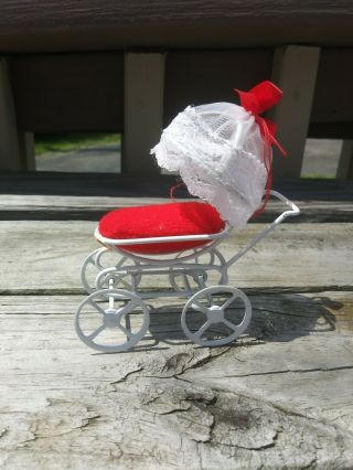 Vintage Miniature Doll House Carriage Buggy Lace Victorian Style Child 
