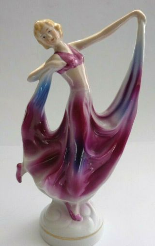 Art Deco Porcelain Dancing Lady Figurine