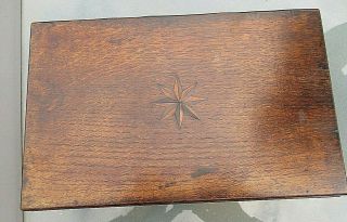 ANTIQUE VICTORIAN OAK OBLONG BOX WITH INLAY AND SOME SMALL COMPARTMENTS INSIDE 3