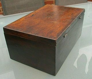 ANTIQUE VICTORIAN OAK OBLONG BOX WITH INLAY AND SOME SMALL COMPARTMENTS INSIDE 7
