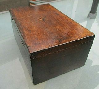 ANTIQUE VICTORIAN OAK OBLONG BOX WITH INLAY AND SOME SMALL COMPARTMENTS INSIDE 8