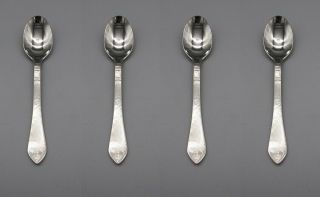 Set Of Four - Towle Germany Stainless Hammered Antique Teaspoons