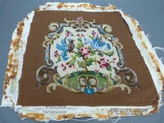 Vintage Needlepoint Tapestry Seat Cover 