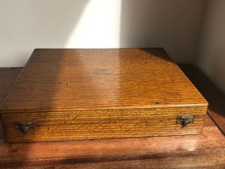 Wooden Box With Brass Inlay Catches And Hinges
