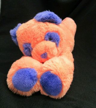 Vtg Stuffins Neon Bear Panda Orange Purple Stuffed Plush