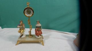 Antique German Porcelain Figurine Mantel Wind Up Clock.