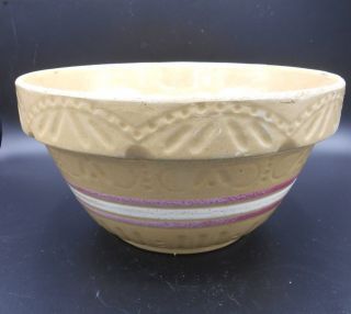 Antique Rrp Roseville Robinson Ransbottom Stoneware Yellow Ware 10 " Mixing Bowl
