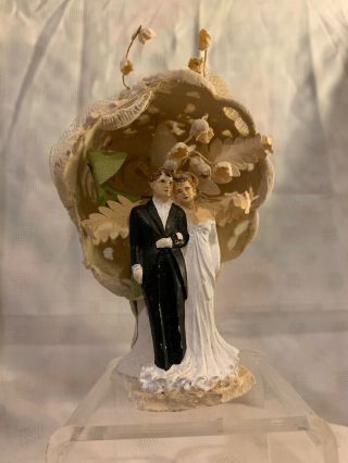VTG Romantic 40s 50s Wedding Cake Topper Bride & Groom Lily of the Valley BEST 5