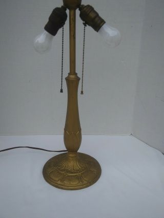Antique Double Light Table Lamp with Carmel Slag Glass & Metal Base 4
