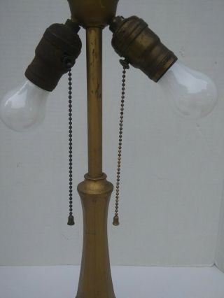 Antique Double Light Table Lamp with Carmel Slag Glass & Metal Base 5
