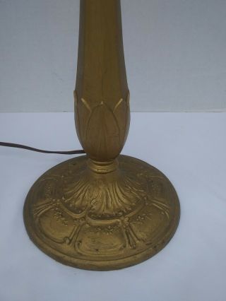 Antique Double Light Table Lamp with Carmel Slag Glass & Metal Base 6