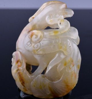FINE ANTIQUE CHINESE ICE WHITE JADE PHOENIX BIRD PENDANT MING EARLY QING DYNASTY 2