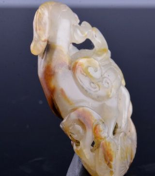 FINE ANTIQUE CHINESE ICE WHITE JADE PHOENIX BIRD PENDANT MING EARLY QING DYNASTY 4