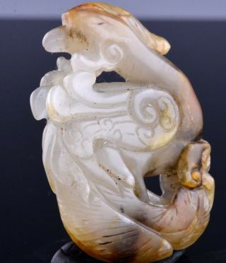 FINE ANTIQUE CHINESE ICE WHITE JADE PHOENIX BIRD PENDANT MING EARLY QING DYNASTY 5