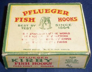 Vintage Pflueger Kirby Fishing Hooks With Box 5/0 Bronze