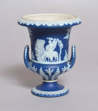 A Wonderful Quality Small Antique Wedgwood Blue Jasper Ware Jasperware Urn Vase